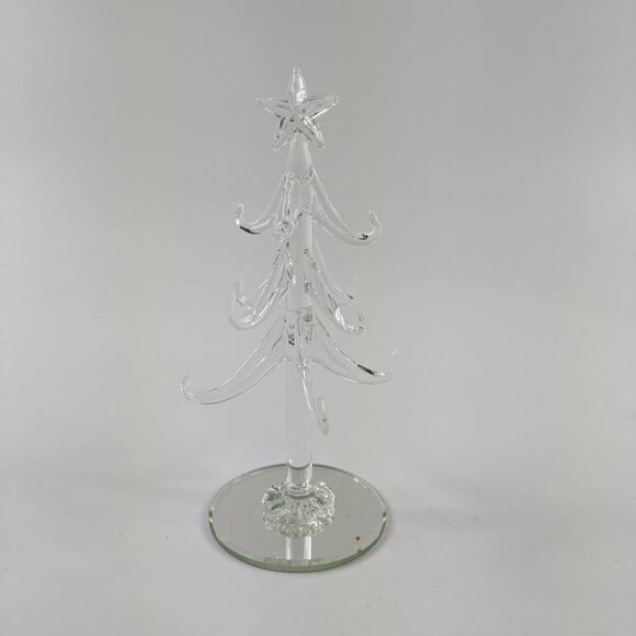 Swung Art Glass Clear Christmas Tree Holiday Decor Mini Ornaments Artisan Gift - Picture 6 of 14